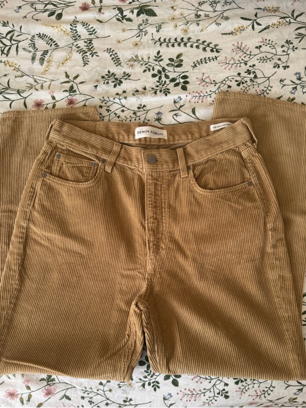 Denim Forum Straight-Leg Corduroy Pants in Camel Brown